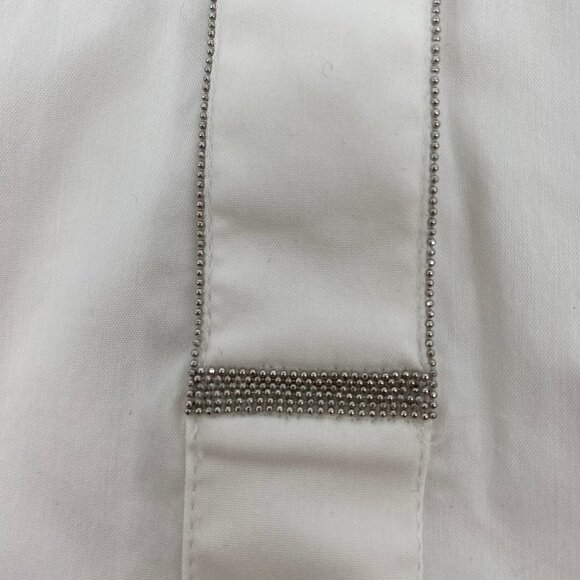 Lafayette 148 White Silver Classic Button-Up Blouse | Size S - Picture 8 of 8